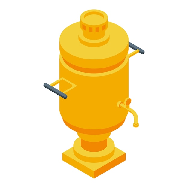 Vecteur vector isométrique de l'icône du samovar doré semaine de la crêpe