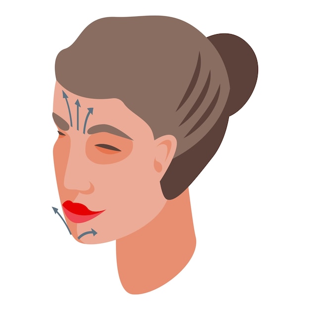 Vector Isométrique De L'icône De Traitement Du Visage Massage Du Visage Fille De Peau