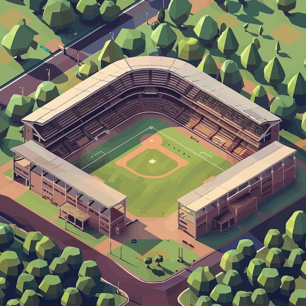 Vecteur vector_isométrique_low_poly_cricket_stadium