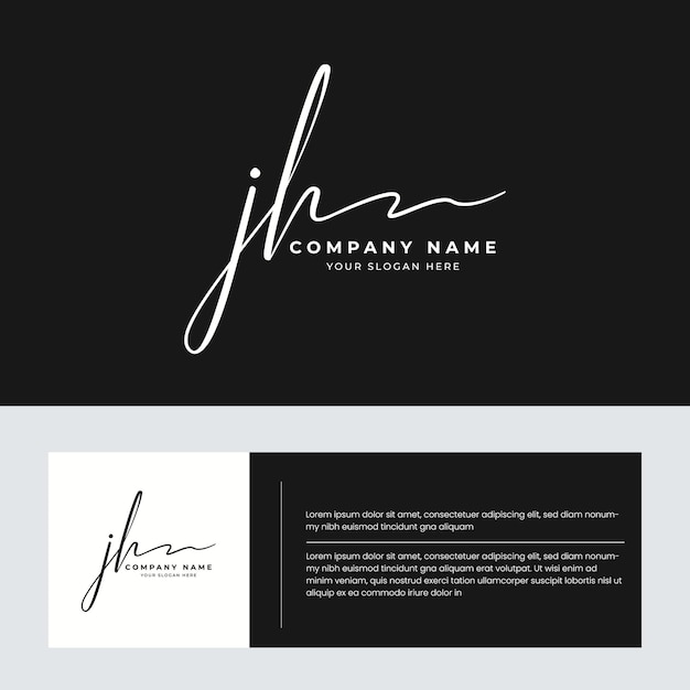 Vector j h jh lettre initiale écrite à la main et logo de signature