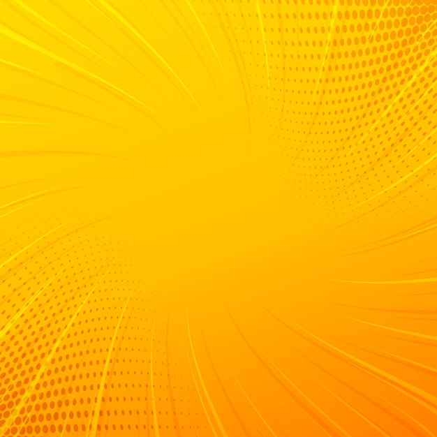 Vector jaune orange style de bande dessinée lignes de zoom à demi-ton arrière-plan