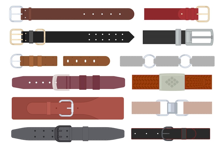 Vecteur vector de jeu d'icônes de ceinture de cuir de couleur de dessin animé