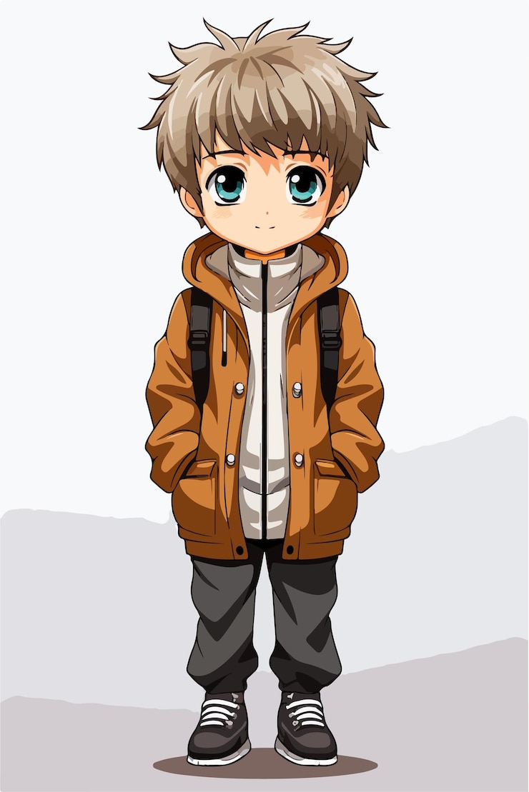 Vecteur vector jeune homme animestyle personnage vecteur dessin d'illustration manga anime garçon