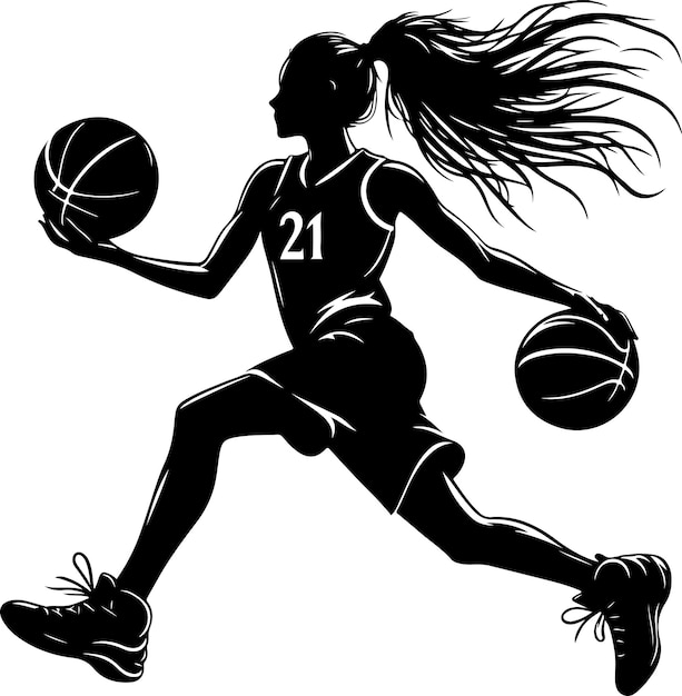 Vecteur vector joueur de basket-ball silhouette vectorielle d'un joueur de basketball jouant sur le terrain