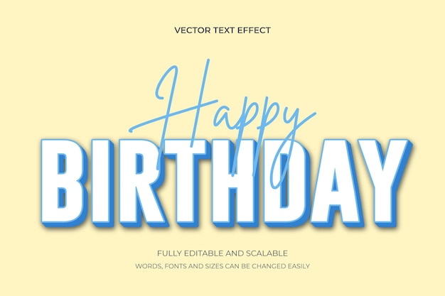 Vecteur vector joyeux anniversaire modifiable 3d moderne effet de texte à la mode