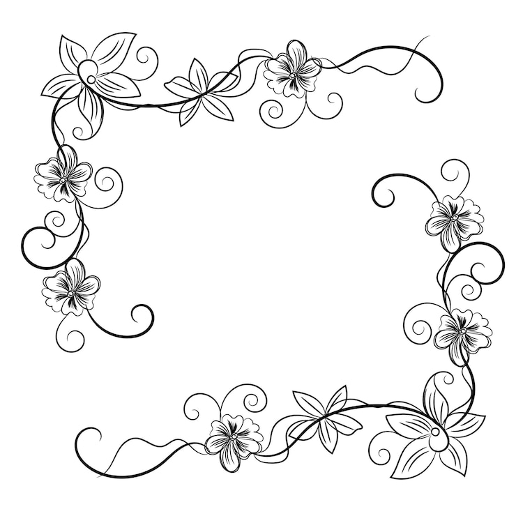 Vecteur vector libre dessiné à la main dessin plat contour de fleur simple