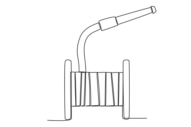 Vecteur vector ligne simple de tuyau d'incendie concept de ligne d'équipement de pompiers dessin et continu