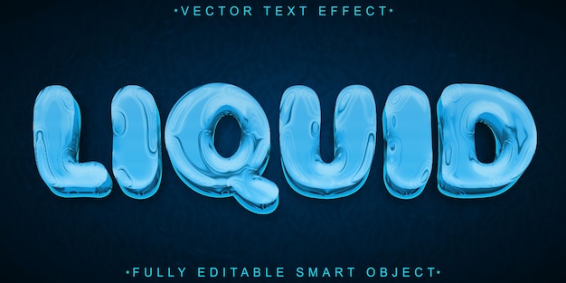 Vector liquide bleu Effet de texte d'objet intelligent entièrement modifiable
