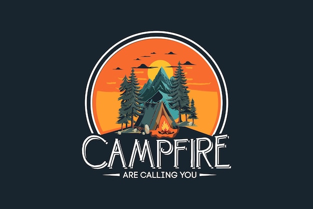 Vecteur vector de logo d'illustration de camping et d'aventure