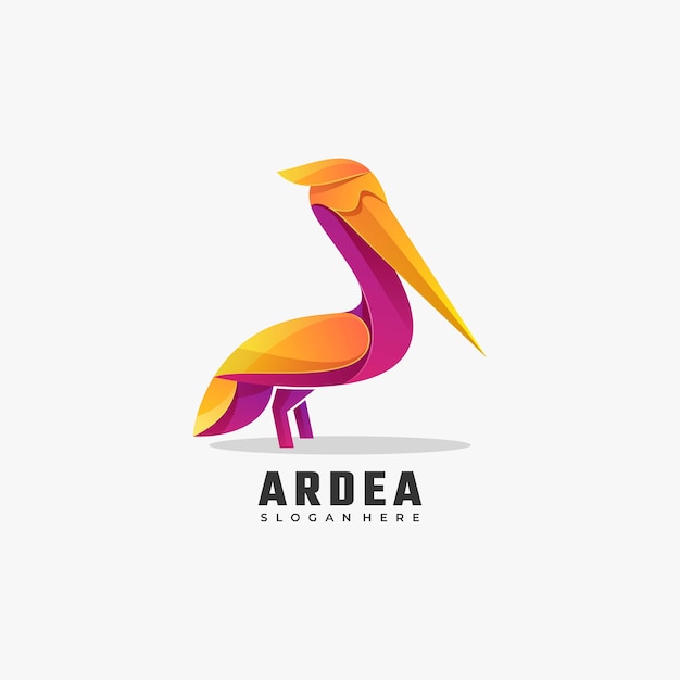 Vector Logo Illustration Heron Gradient Style Coloré.