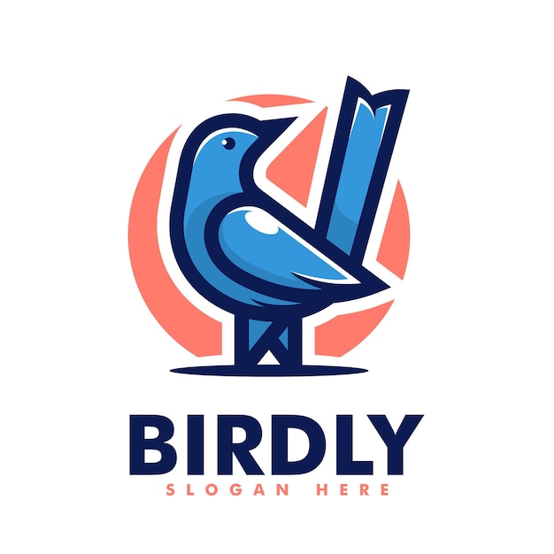 Vector Logo Illustration Oiseau Style Mascotte Simple