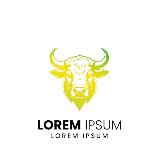 Vector de logo de taureau modèle de conception de logo premium vecteur de taureau icône de vache Longhorn simple bûche plate