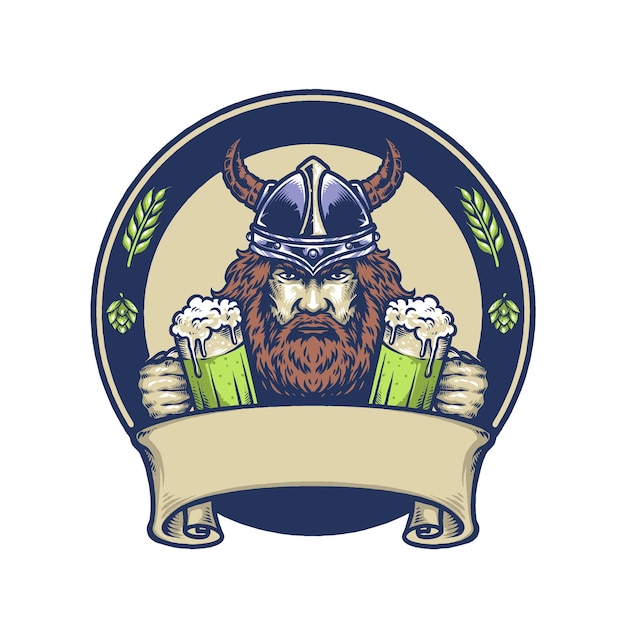 Vector De Logo Viking Avec Verre De Bière