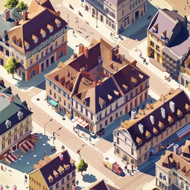 Vecteur vector_low_poly_isométrique_ancien_cité_centre