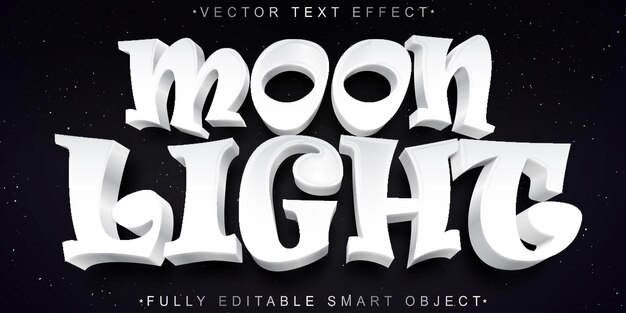 Vector de lumière de lune de dessin animé Effet de texte d'objet intelligent entièrement modifiable