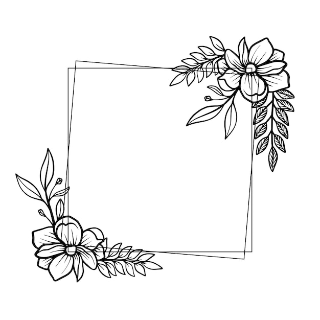 Vector magnifique dessin de cadre floral de mariage