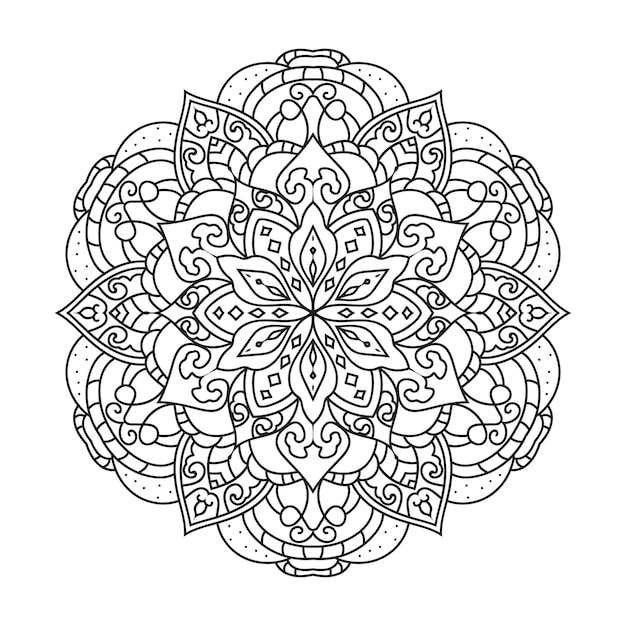 Vector de mandala pour adultes à colorier page d'intérieur kdp contour rond de mandala page de livre à colorier