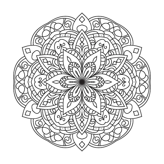 Vector de mandala pour adultes à colorier page d'intérieur kdp contour rond de mandala page de livre à colorier