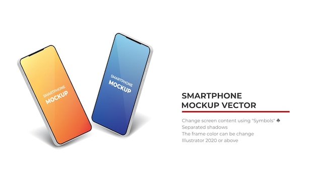 Vector de maquette de smartphone avec des ombres séparées sur blanc
