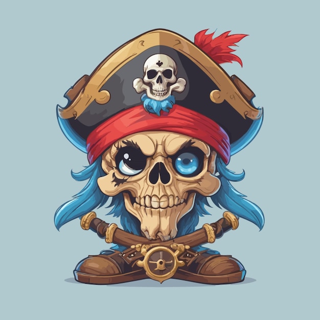 Vecteur vector de mascottes de pirates du crâne sur un fond blanc