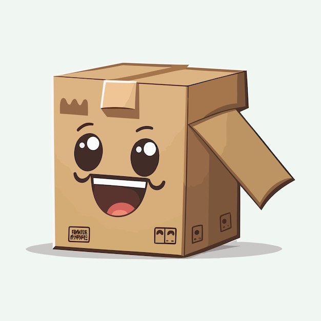 Vector mignon boîte en carton style dessin animé