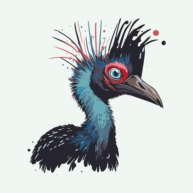 Vector, Un Mignon Oiseau De Cassouarie Dans Le Style Des Dessins Animés.