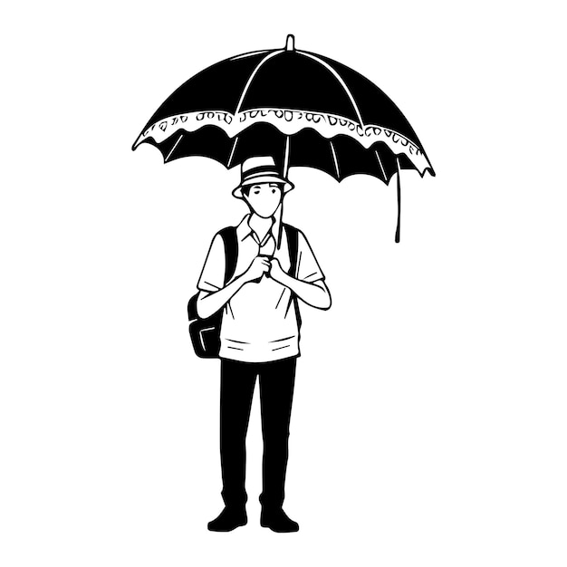 Vecteur vector un mignon touriste avec un parapluie illustration pour les tout-petits livre de contes