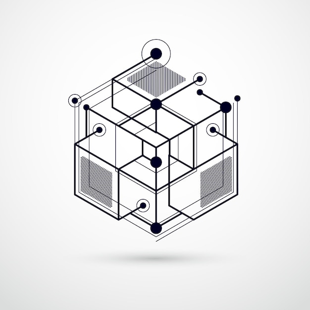 Vector minimaliste géométrique abstraite 3D composition noir et blanc dans un style futuriste. La composition géométrique moderne peut être utilisée comme modèle et mise en page.