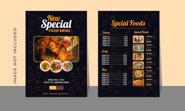 Vector modèle de conception de menu de nourriture magnifique