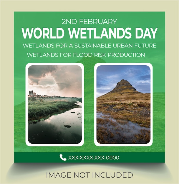 Vecteur vector de modèle de conception de post instagram pour la journée mondiale des zones humides