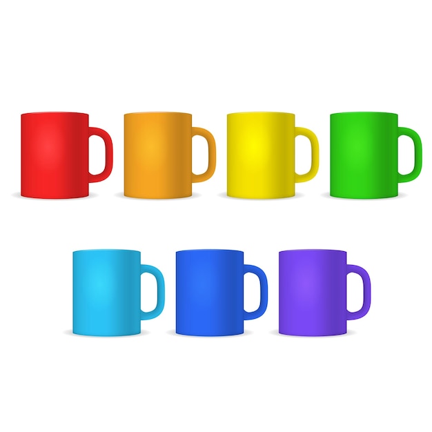 Vecteur vector de modèle de tasse blanche en couleur 3d réaliste détaillé