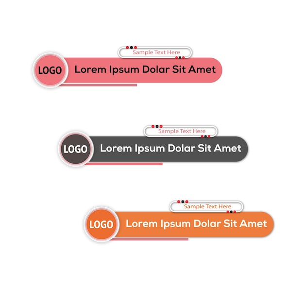 Vector de modèles de tiers inférieurs colorés Set de bannières et de barres télévisées pour les chaînes d'information et de sport