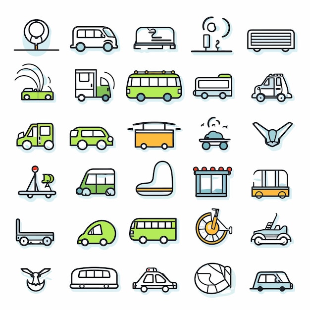 Vecteur vector monochrome_icon_set_of_transportation