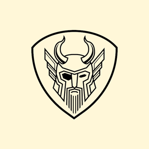 Vector Monoline Modèle De Logo Odin Vecteur Plat