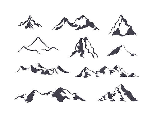 Vector Montagnes Nature Logos Icons Set Isolé Sur Fond Blanc Montagnes Formes