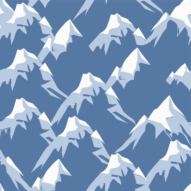 Vecteur vector motif sans couture texture un fond bleu avec des montagnes enneigées