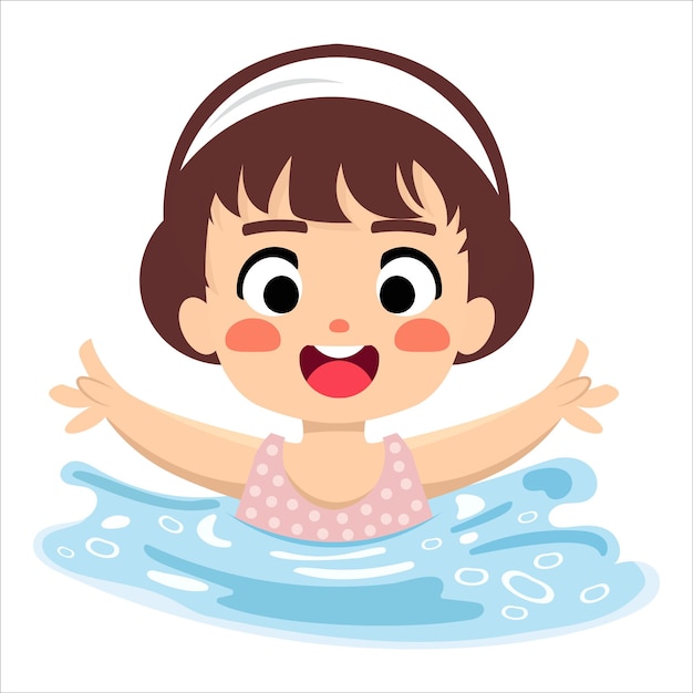 Vecteur vector de natation de fille mignonne