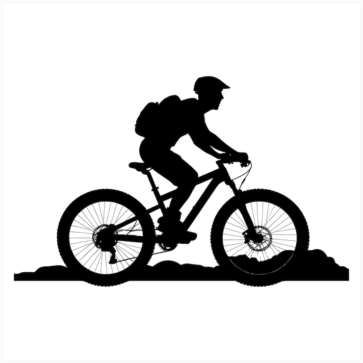 Vecteur vector noir de silhouette de motard et de vélo