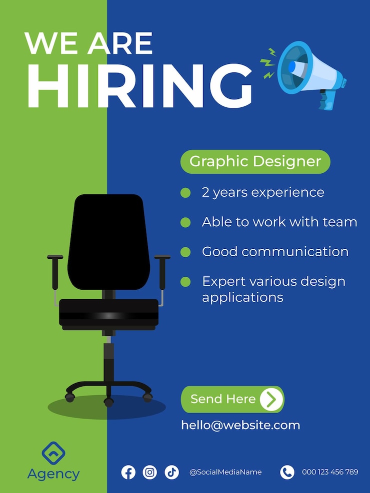Vecteur vector nous embauchons et modèle de poster et de dépliant de recrutement personnalisable