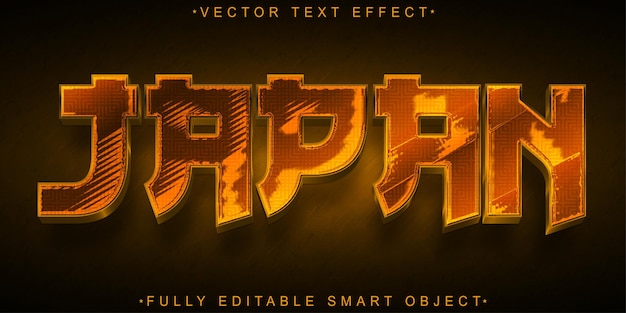 Vector orange du Japon Effet de texte d'objet intelligent entièrement modifiable