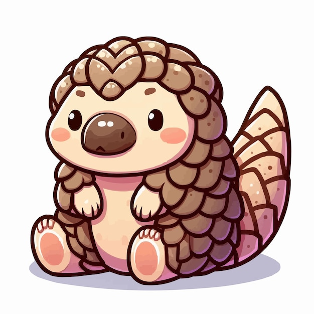 Vecteur vector de pangolin mignon sur un fond blanc