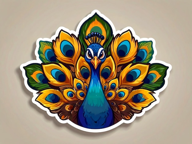 Vecteur vector peacock oiseau animal autocollant de dessin animé isolé