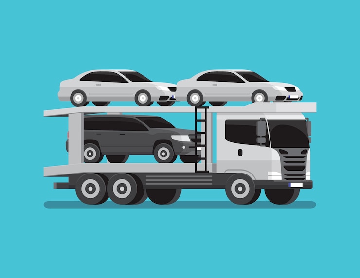 Vecteur vector plat du transporteur de camions
