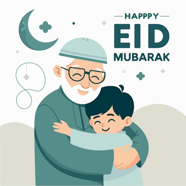 Vector Plat Eid Mubarak Illustration Eid Conception De Messages Sur Les Réseaux Sociaux