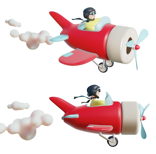 Vector réaliste détaillé 3D vue différente pilote jeu d'avion jouet