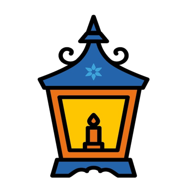 Vecteur vector retro vintage lantern symbol icon illustration d'une lanterne traditionnelle suspendue à une bougie