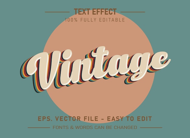 Vector Rétro Vintage Moderne Effet De Texte Modifiable