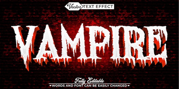 Vector de sang de vampire d'horreur modèle d'effet de texte modifiable
