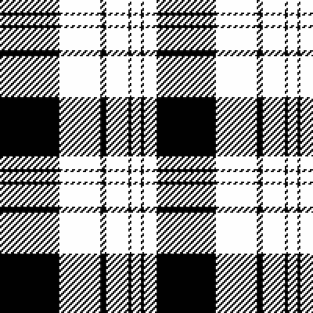 Vector sans couture de la texture du tissu avec un motif de tartan fond plaqué dans les couleurs blanche et noire