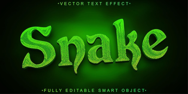 Vector de serpent vert Effet de texte d'objet intelligent entièrement modifiable